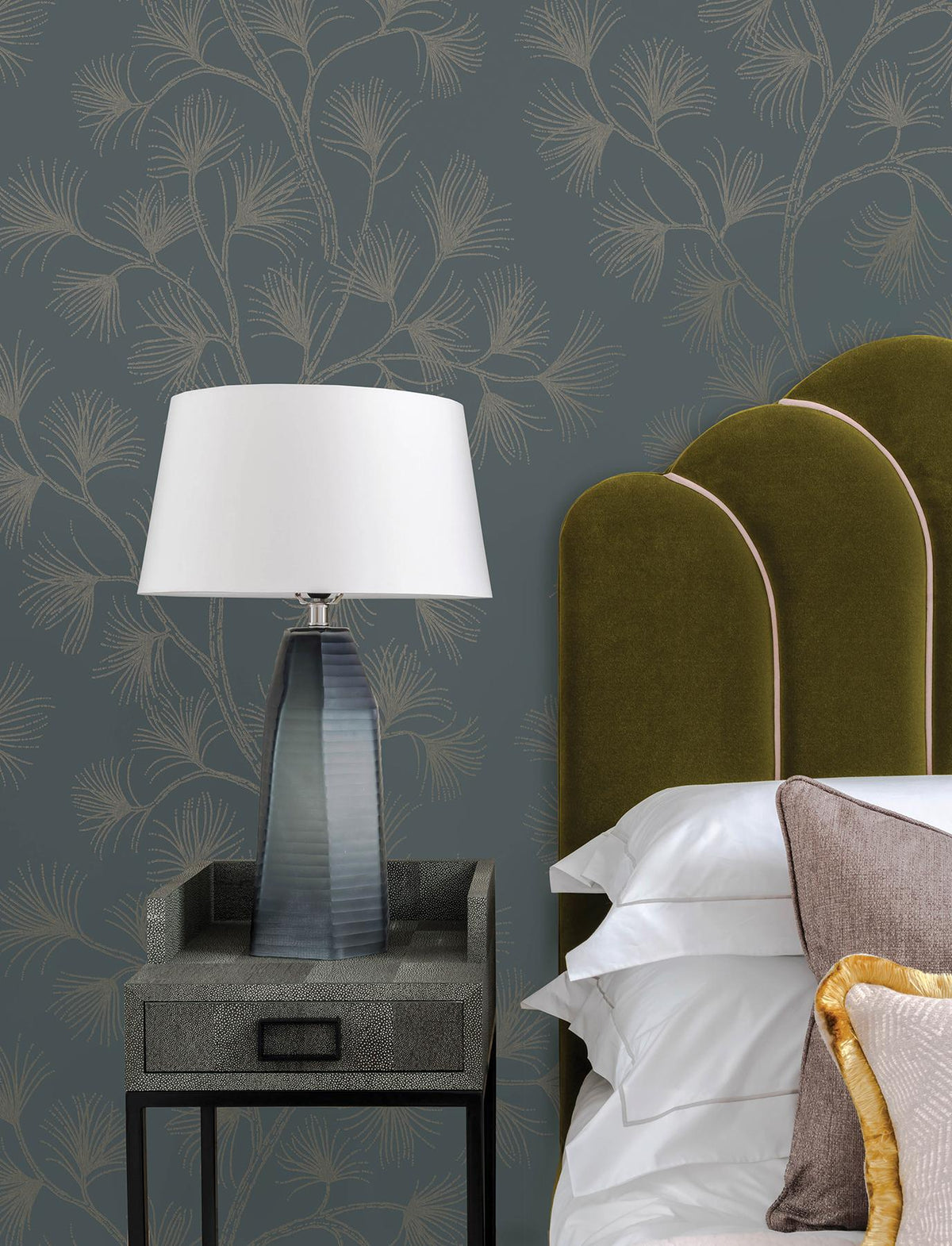 A-Street Prints Kismine Slate Botanical Trail Wallpaper