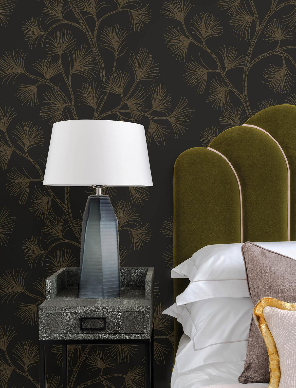 A-Street Prints Kismine Black Botanical Trail Wallpaper
