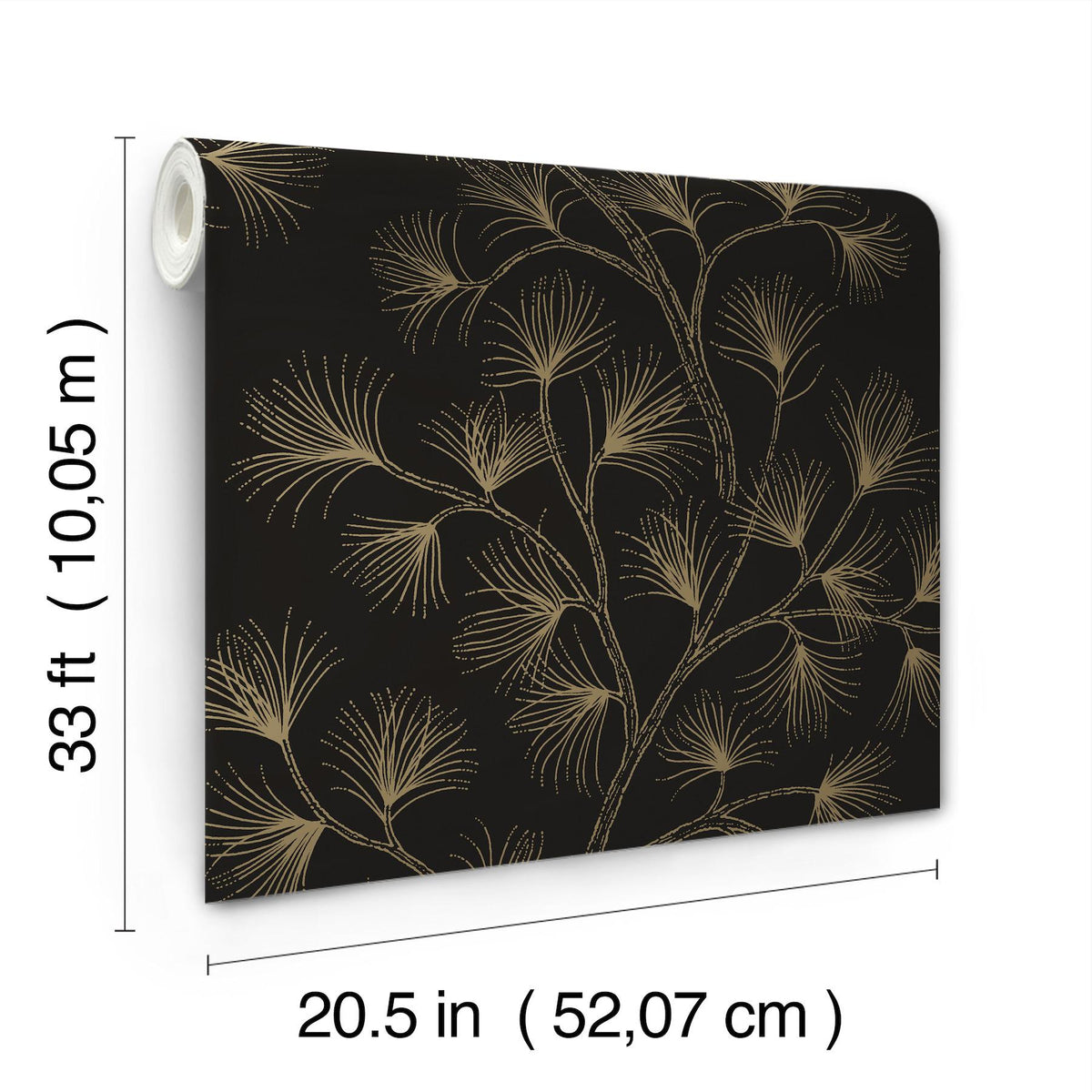 A-Street Prints Kismine Black Botanical Trail Wallpaper