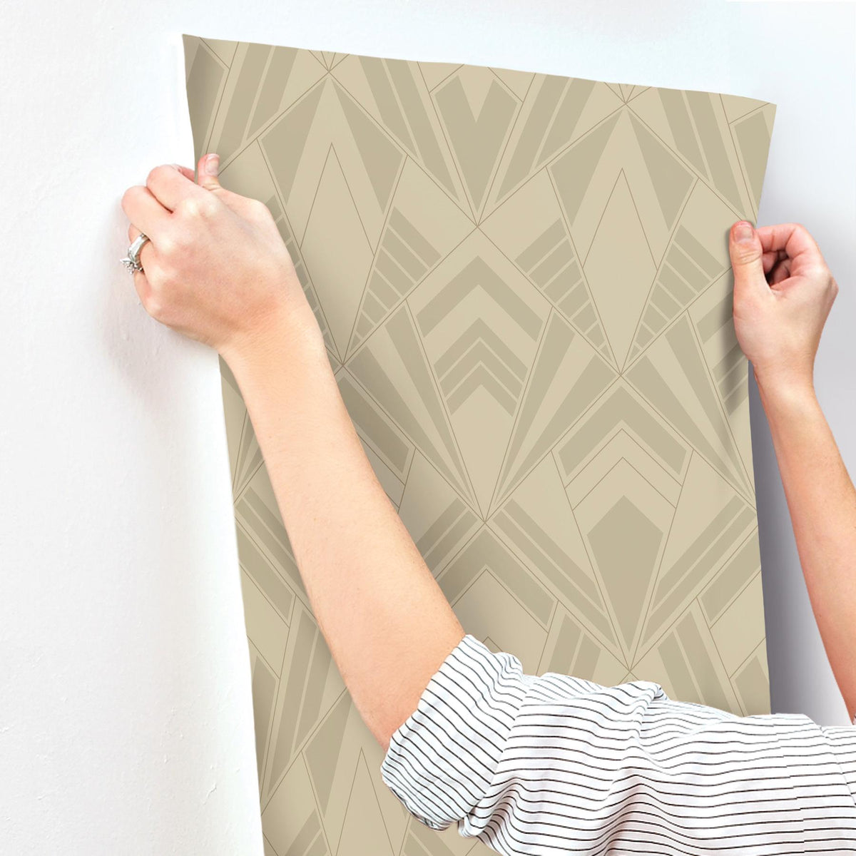 A-Street Prints Allenby Khaki Flocked Wallpaper