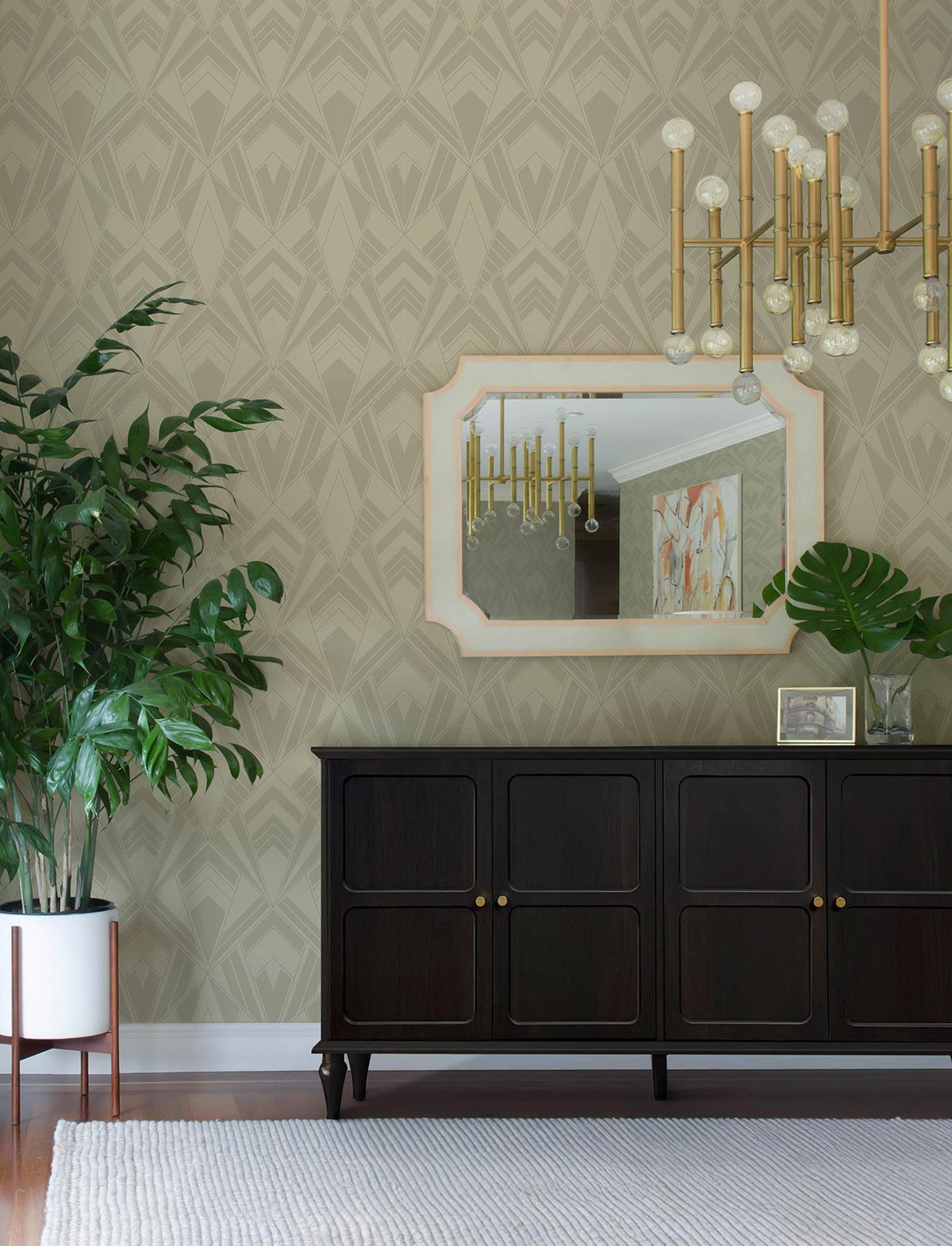 A-Street Prints Allenby Khaki Flocked Wallpaper