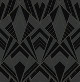 A-Street Prints Allenby Black Flocked Wallpaper