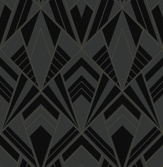 A-Street Prints Allenby Black Flocked Wallpaper