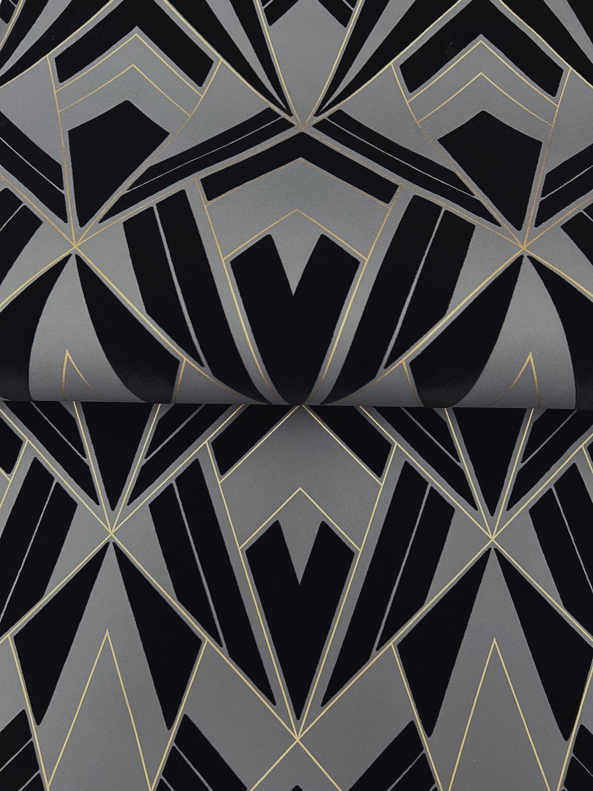 A-Street Prints Allenby Black Flocked Wallpaper