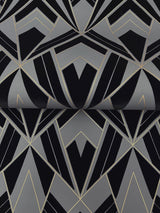 A-Street Prints Allenby Black Flocked Wallpaper
