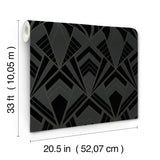 A-Street Prints Allenby Black Flocked Wallpaper