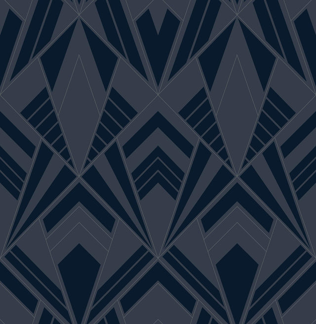 A-Street Prints Allenby Indigo Flocked Wallpaper