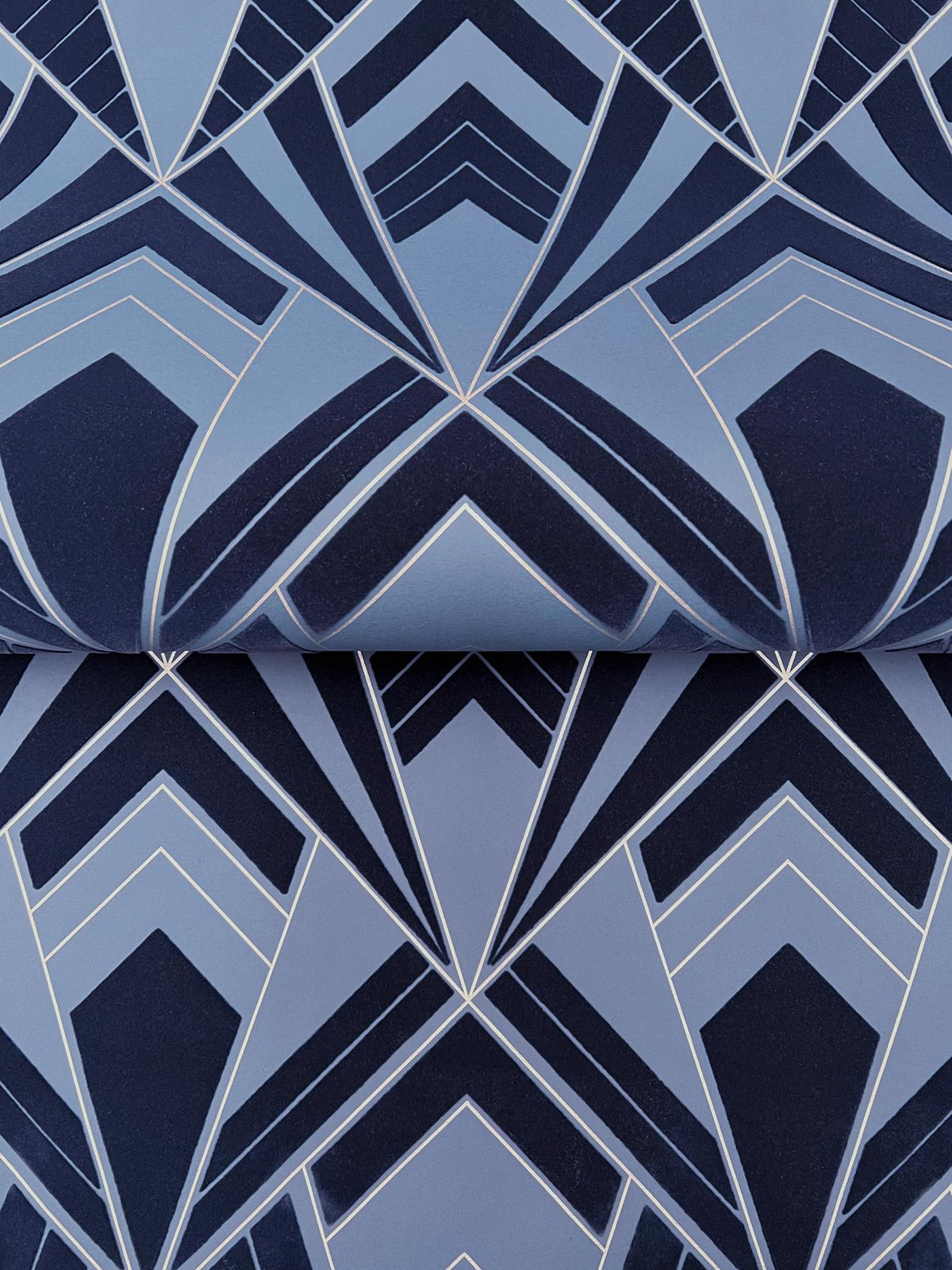 A-Street Prints Allenby Indigo Flocked Wallpaper