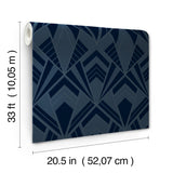 A-Street Prints Allenby Indigo Flocked Wallpaper