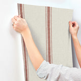 York Linette Red Fabric Stripe Wallpaper