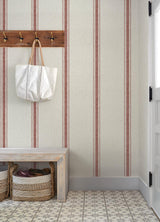York Linette Red Fabric Stripe Wallpaper