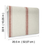 York Linette Red Fabric Stripe Wallpaper