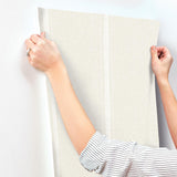 York Linette Cream Fabric Stripe Wallpaper