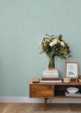 York Caladesi Aqua Linen Chevron Wallpaper