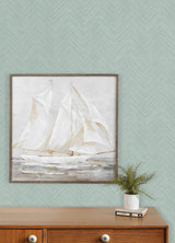 York Caladesi Aqua Linen Chevron Wallpaper