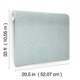 York Caladesi Aqua Linen Chevron Wallpaper