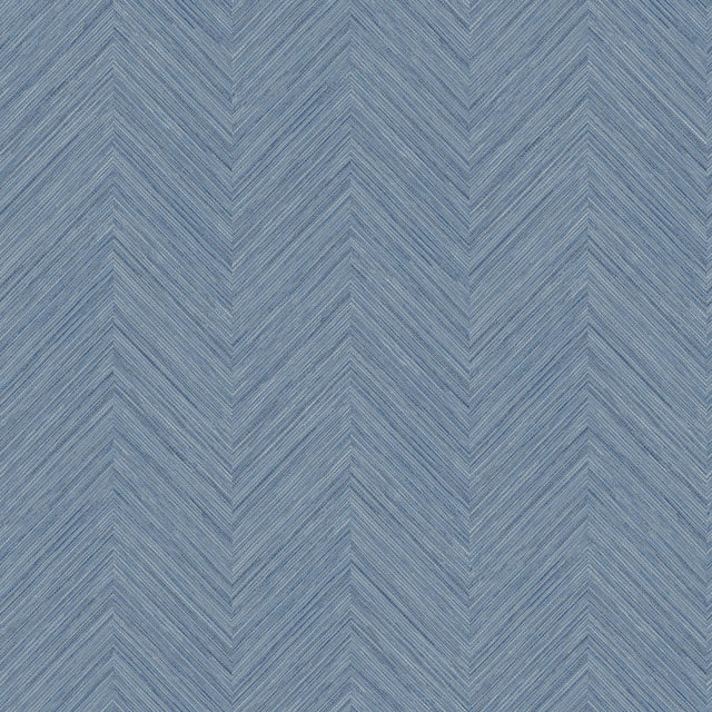York Caladesi Blue Linen Chevron Wallpaper