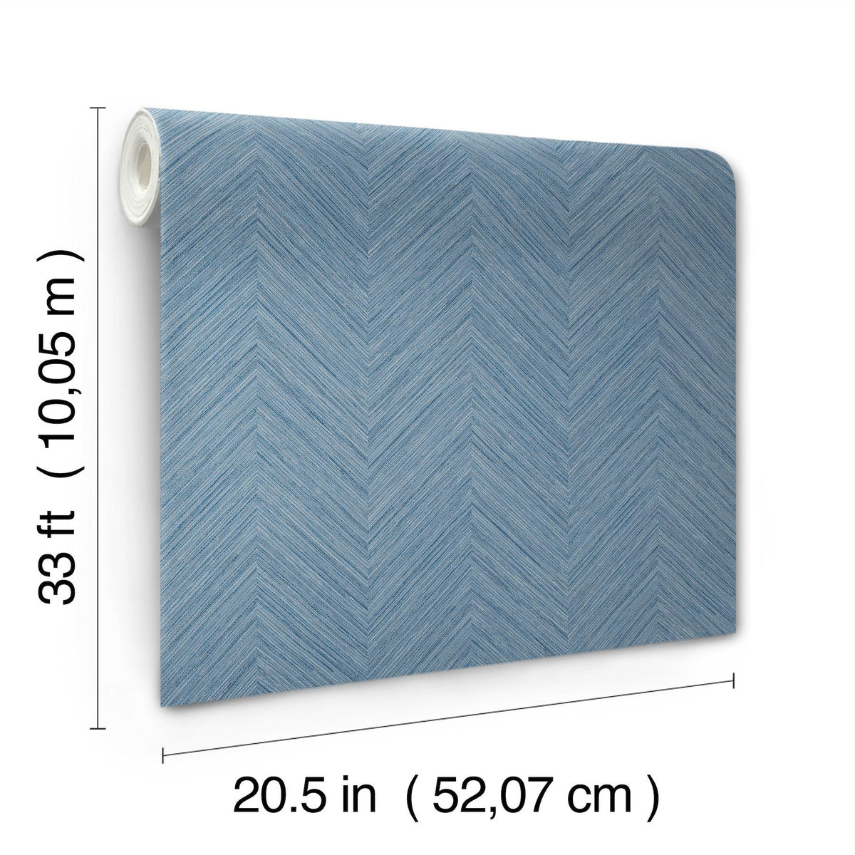 York Caladesi Blue Linen Chevron Wallpaper