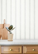 York Mandevilla Light Blue Vine Stripe Wallpaper