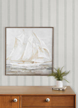 York Mandevilla Light Blue Vine Stripe Wallpaper