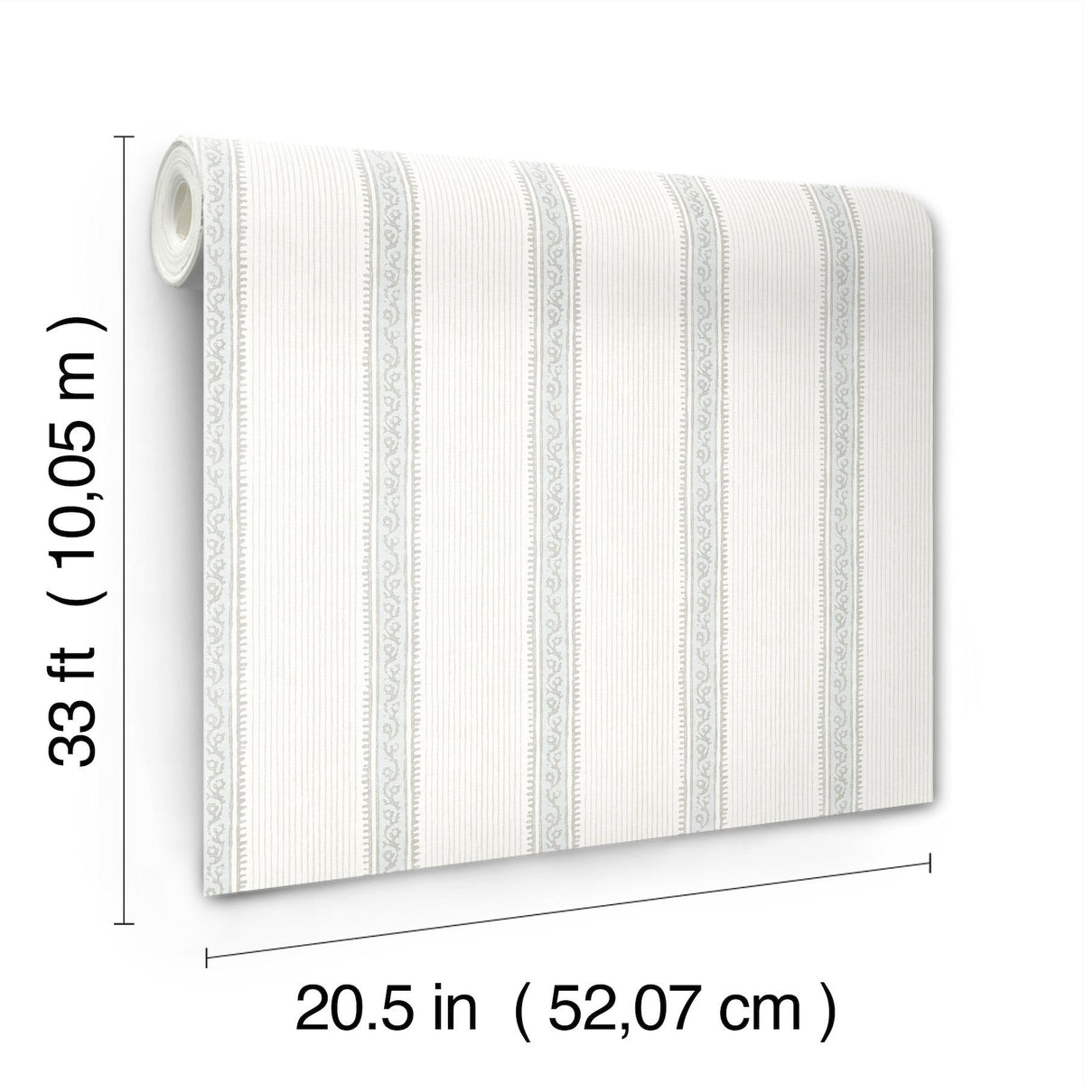York Mandevilla Light Blue Vine Stripe Wallpaper