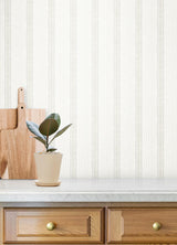 York Mandevilla Beige Vine Stripe Wallpaper