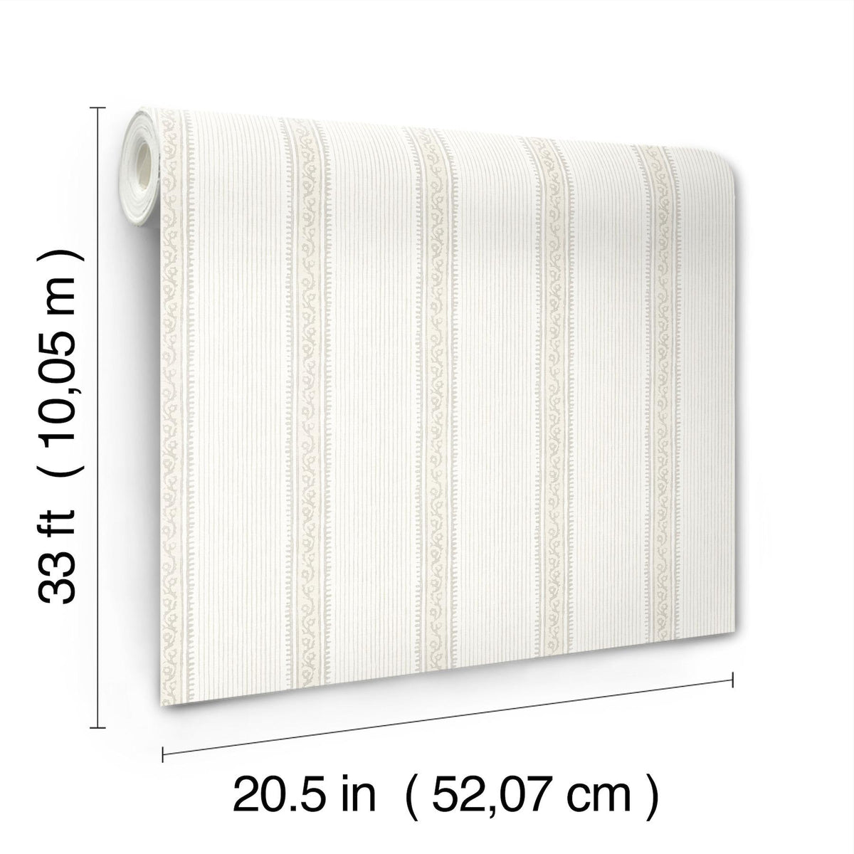 York Mandevilla Beige Vine Stripe Wallpaper