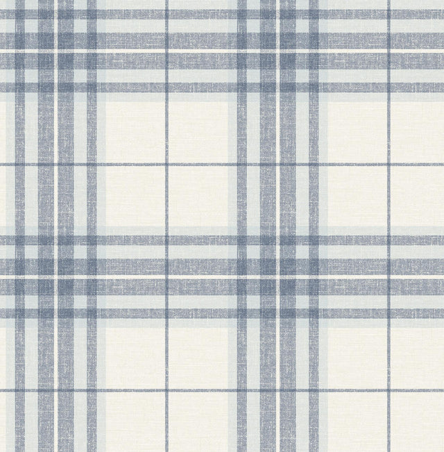 York Cabin Check Blue Plaid Wallpaper