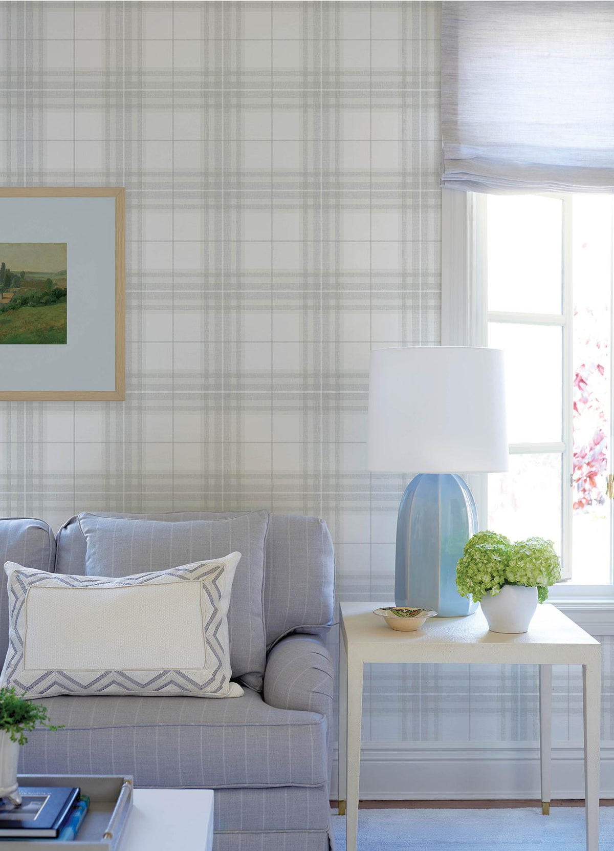 York Cabin Check Grey Plaid Wallpaper