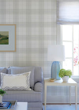 York Cabin Check Grey Plaid Wallpaper