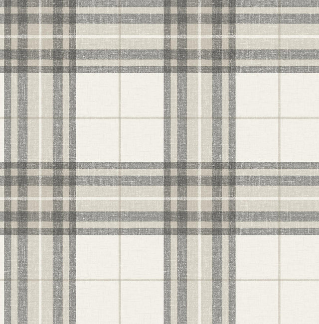 York Cabin Check Charcoal Plaid Wallpaper