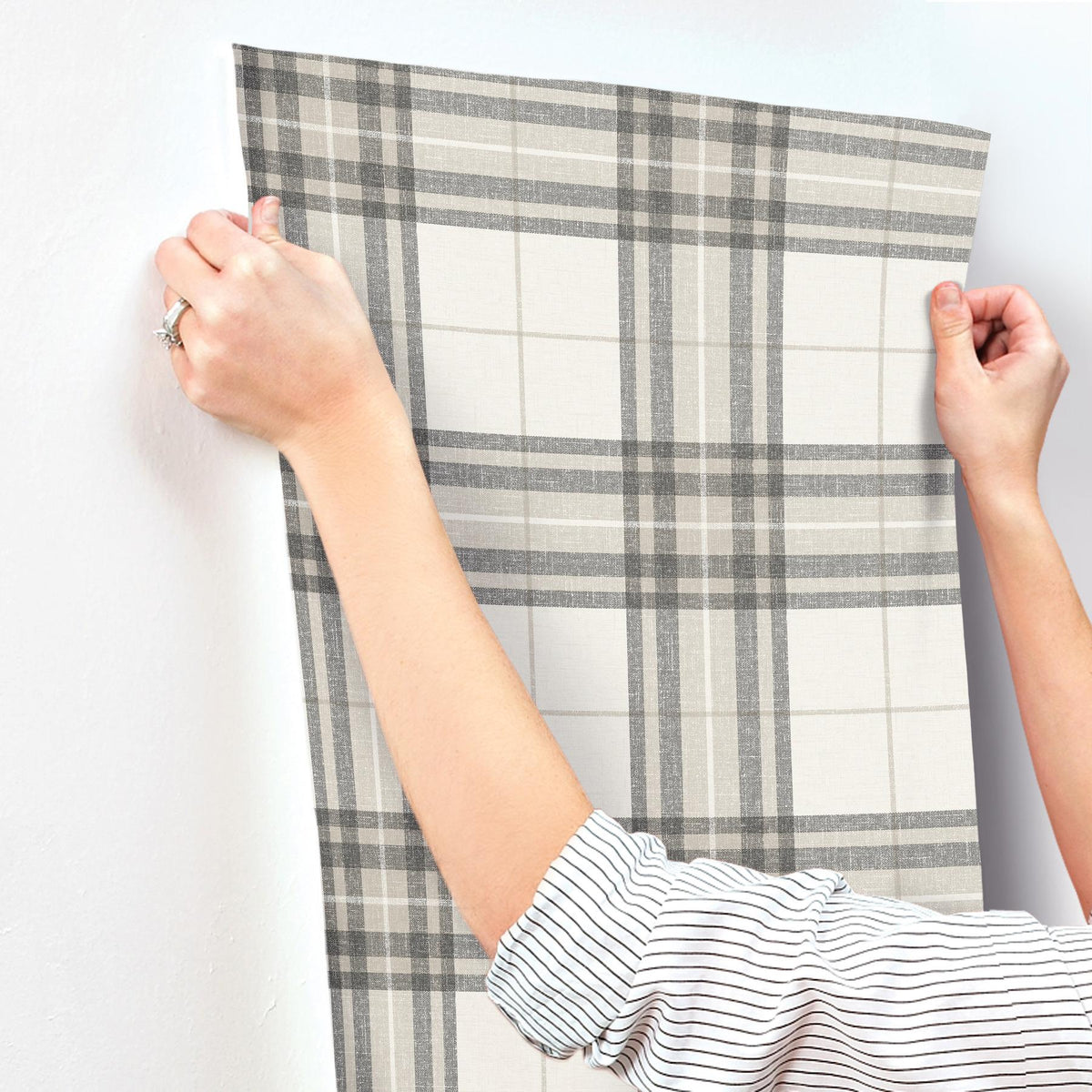 York Cabin Check Charcoal Plaid Wallpaper
