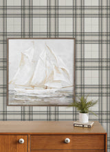 York Cabin Check Charcoal Plaid Wallpaper