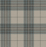 York Cabin Check Teal Plaid Wallpaper