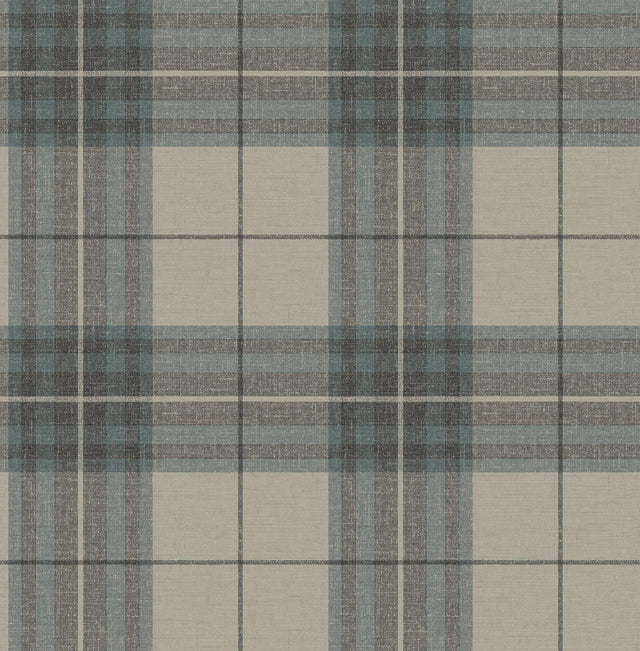 York Cabin Check Teal Plaid Wallpaper