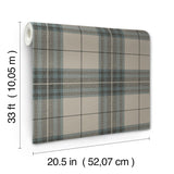 York Cabin Check Teal Plaid Wallpaper