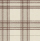 York Cabin Check Rust Plaid Wallpaper