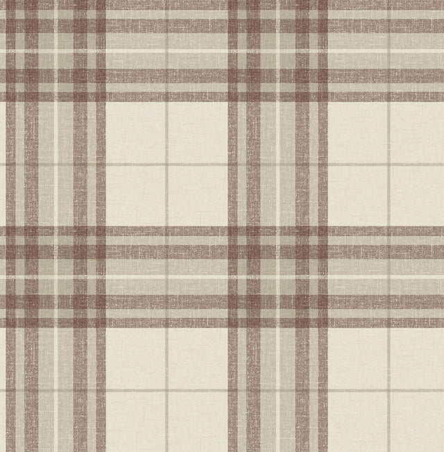 York Cabin Check Rust Plaid Wallpaper