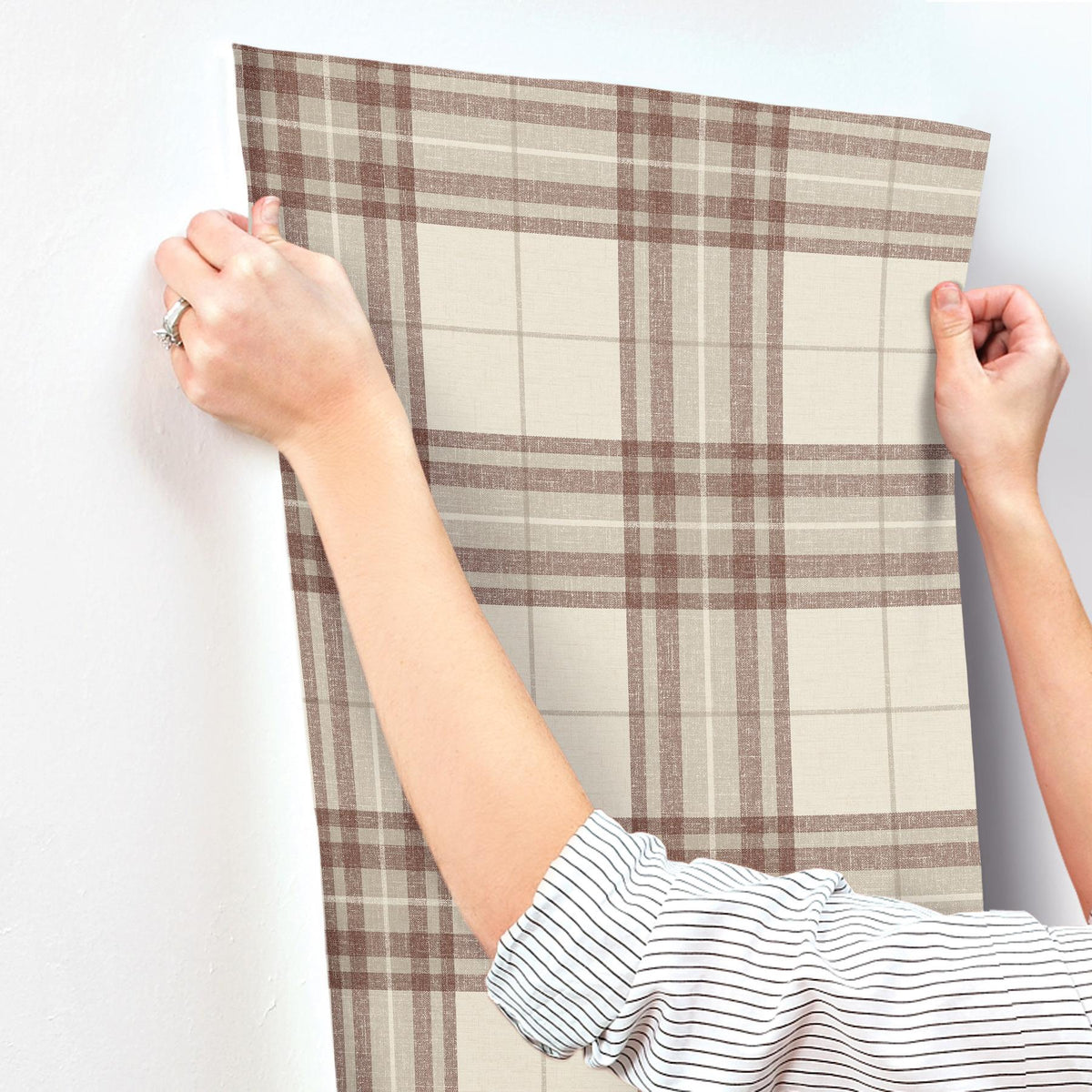 York Cabin Check Rust Plaid Wallpaper