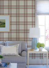 York Cabin Check Rust Plaid Wallpaper