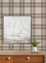 York Cabin Check Rust Plaid Wallpaper