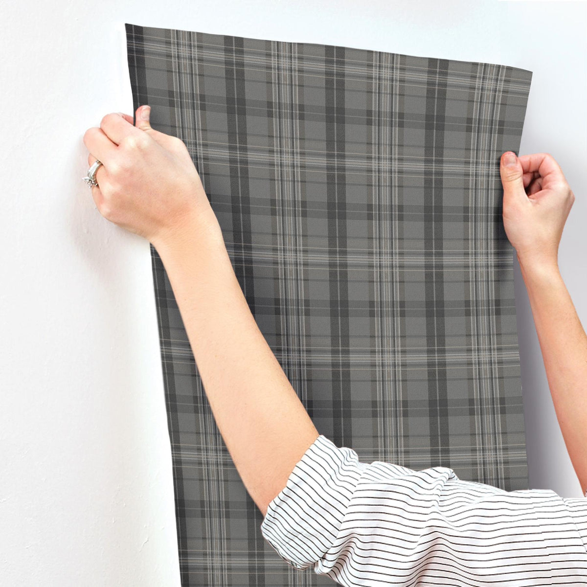 York Austin Charcoal Plaid Wallpaper