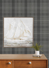 York Austin Charcoal Plaid Wallpaper