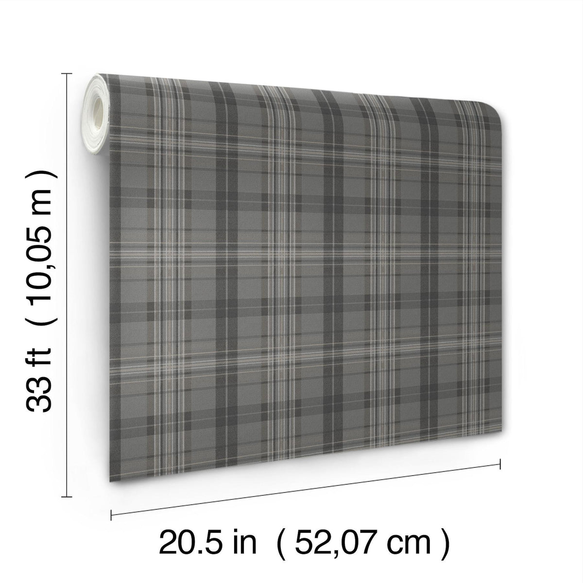 York Austin Charcoal Plaid Wallpaper