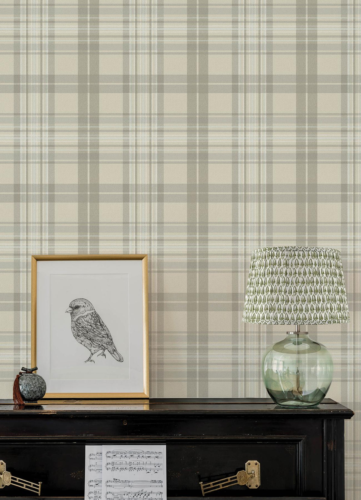 York Austin Beige Plaid Wallpaper