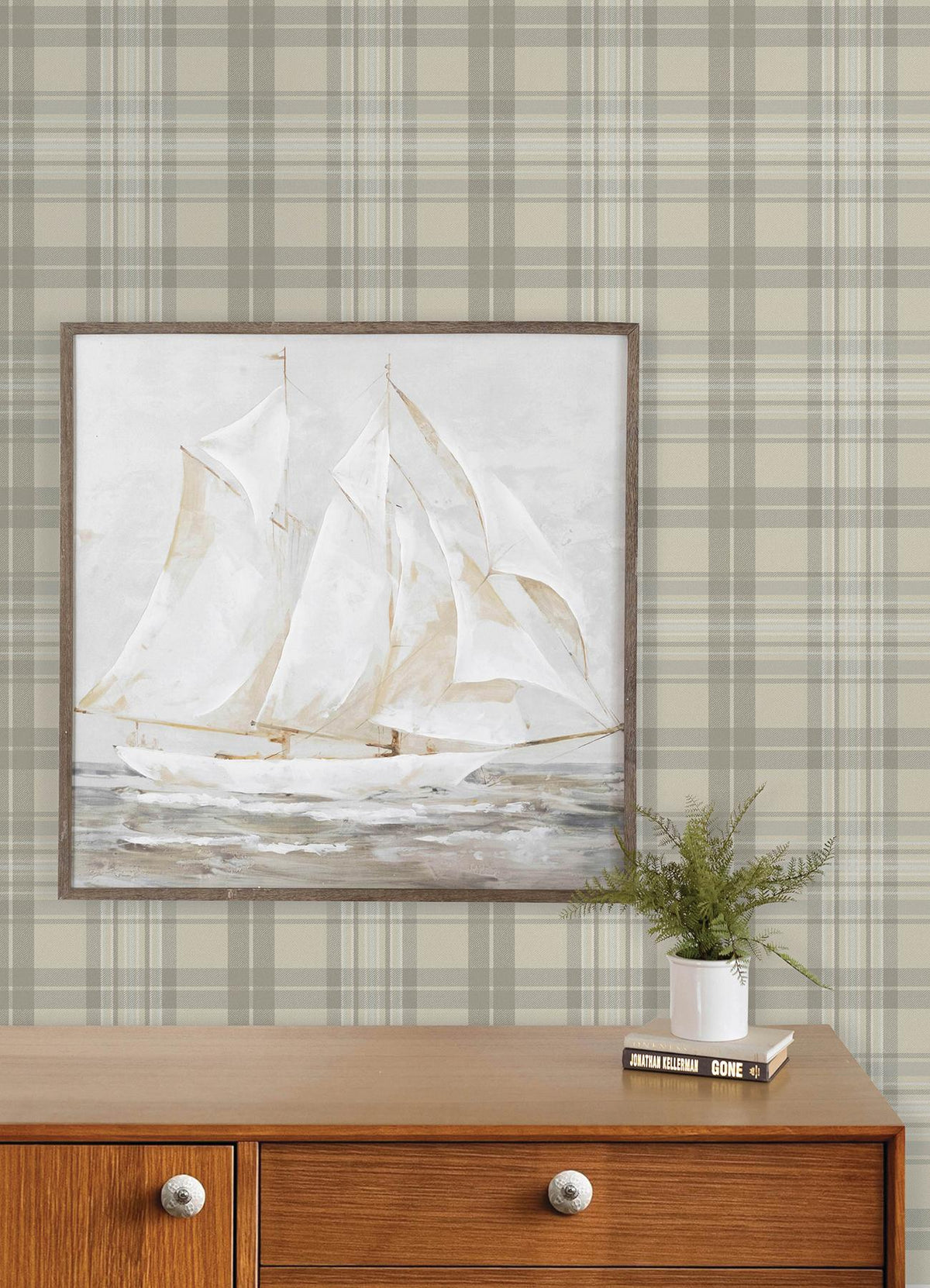 York Austin Beige Plaid Wallpaper