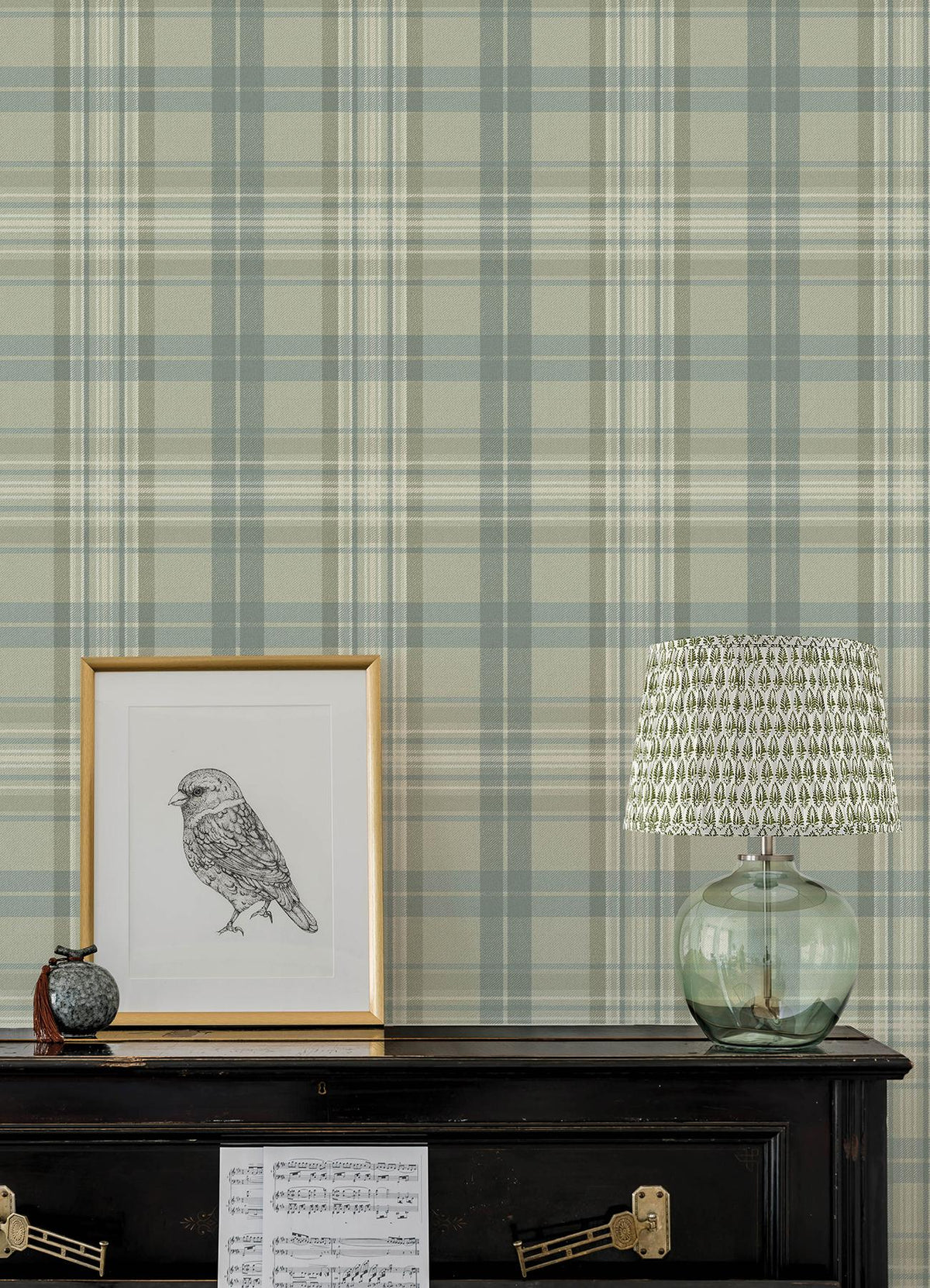 York Austin Sage Plaid Wallpaper