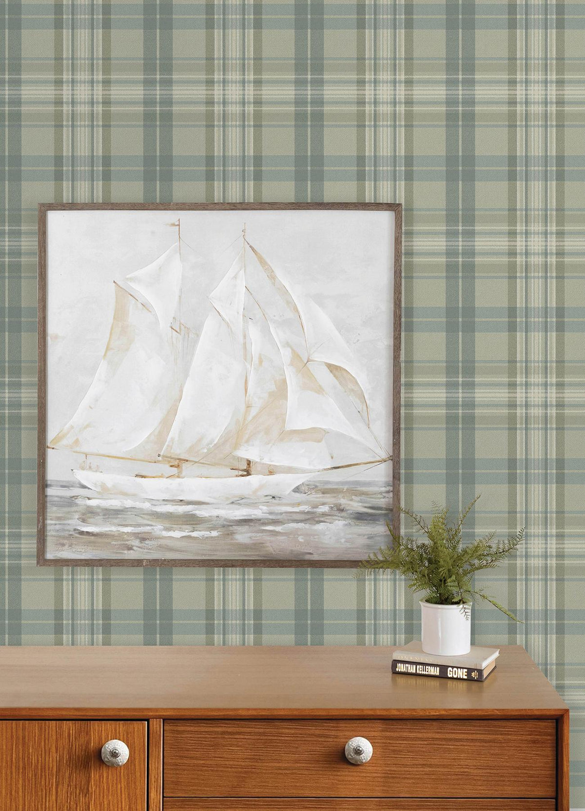 York Austin Sage Plaid Wallpaper