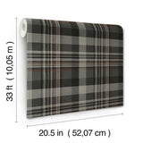 York Dutton Plaid Charcoal Flannel Wallpaper