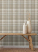 York Dutton Plaid Light Brown Flannel Wallpaper
